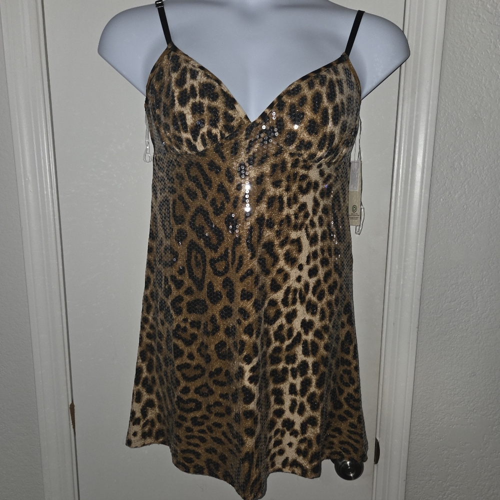 Leopard Sequin Slip Dress - Brown MANY AVAILABLE